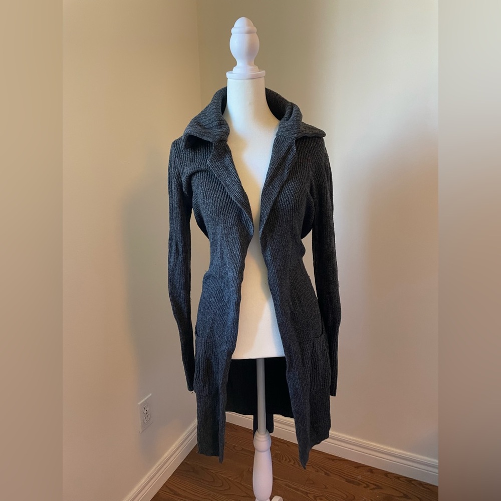RW&CO. Dark Gray Long Ribbed Cardigan
